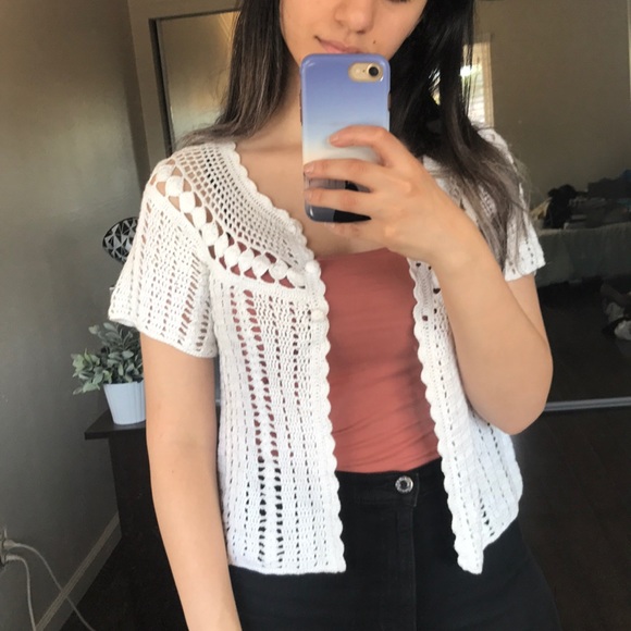 Lindex Jackets & Coats Vintage White Crochet Jacket Poshmark
